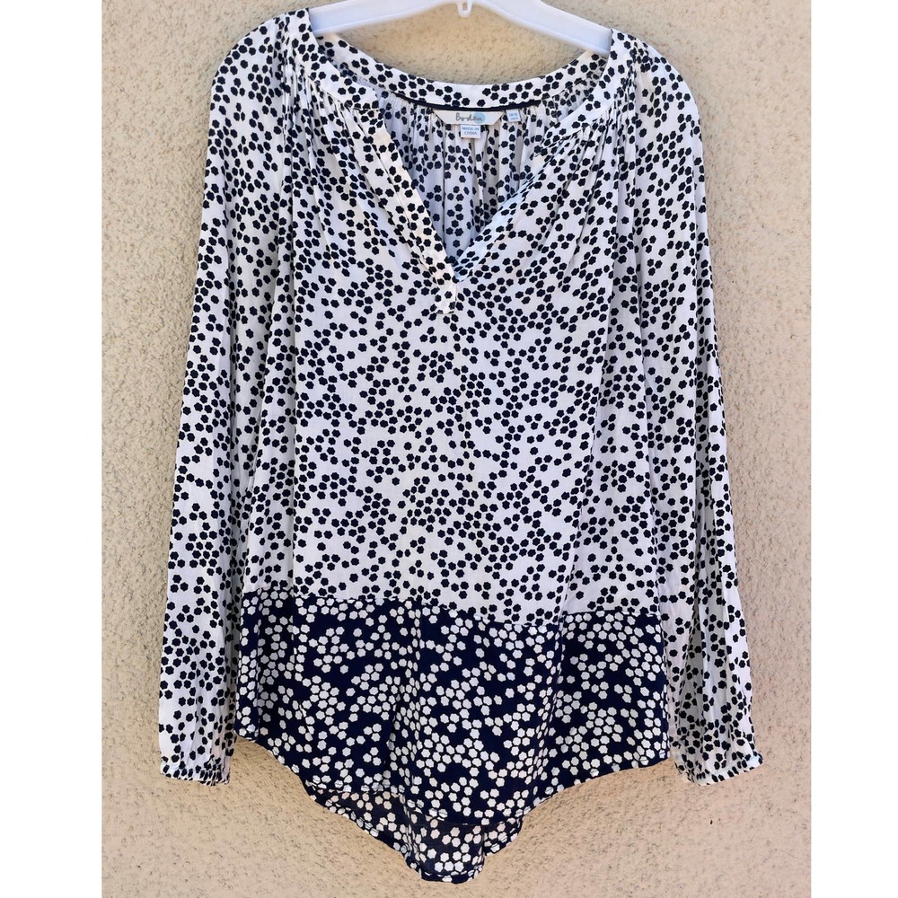Boden Navy and White Polka Dot Blouse